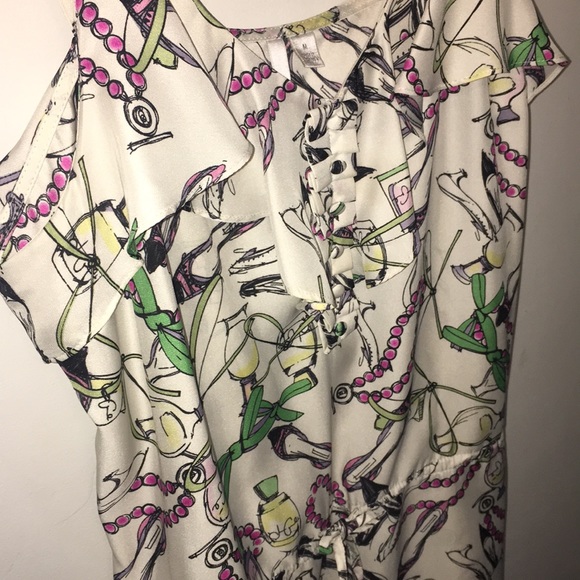 ❤️Ultra fem print ruffles pearls shoes cami tank - Picture 16 of 16